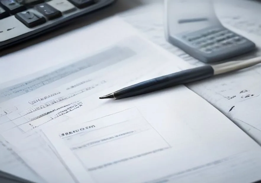 Calculator and printed payslips beside a salary spreadsheet